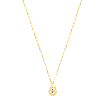 Gold-plated Silver  CZ Organic Molten Nugget Wabi-Sabi Necklace - GVK567