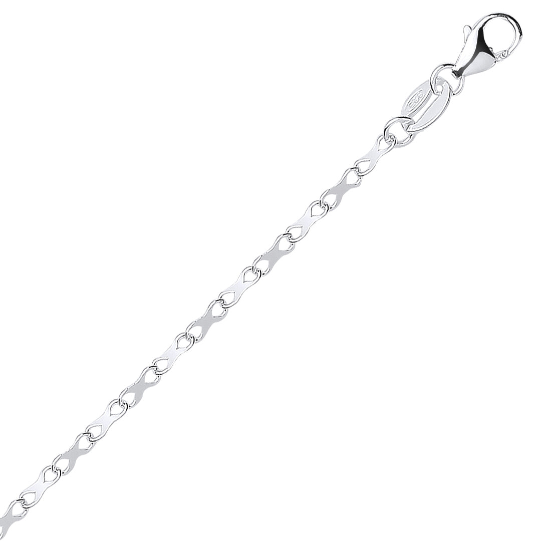 Silver  Figure-eight Infinity Kiss Ribbon Chain Link Necklace - GVK570