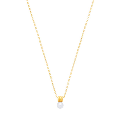 18K Gold Plated CZ & Fresh Water Pearl 4.5-5mm Fancy Necklace - 16" - GVK571