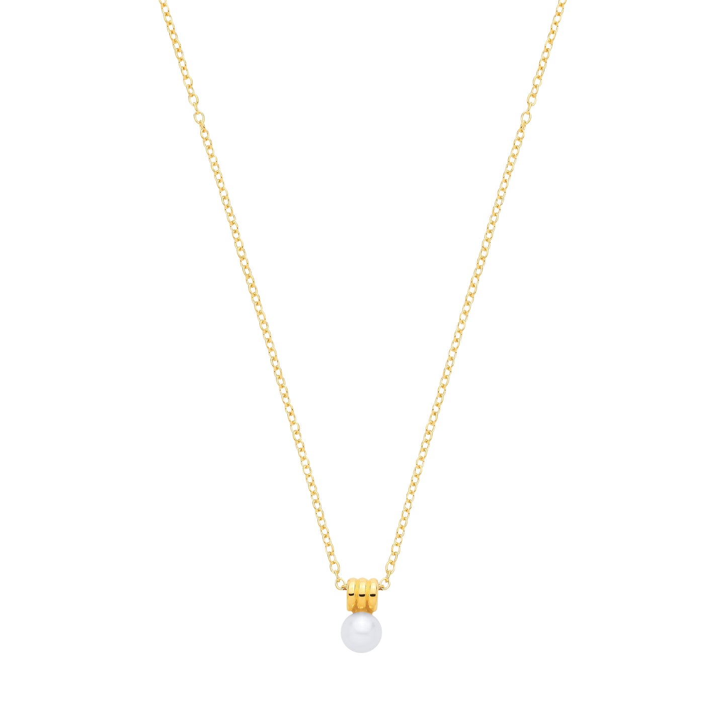 Gold-plated Silver  Pearl Triple Tunnel Full Moon Orbit Necklace - GVK571