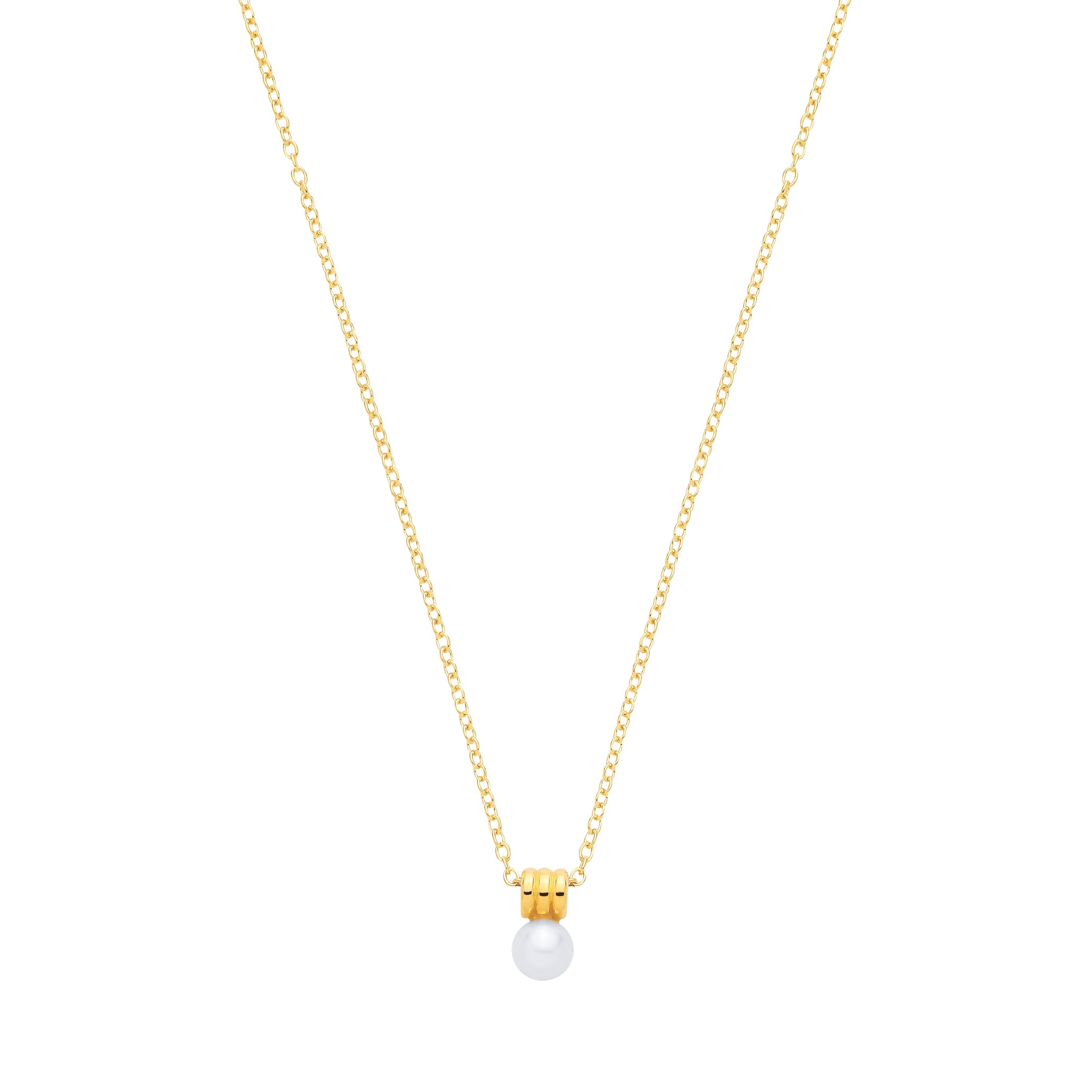 Gold-plated Silver  Pearl Triple Tunnel Full Moon Orbit Necklace - GVK571