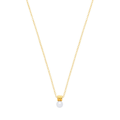 Gold-plated Silver  Pearl Triple Tunnel Full Moon Orbit Necklace - GVK571