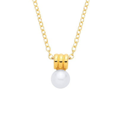 Gold-plated Silver  Pearl Triple Tunnel Full Moon Orbit Necklace - GVK571