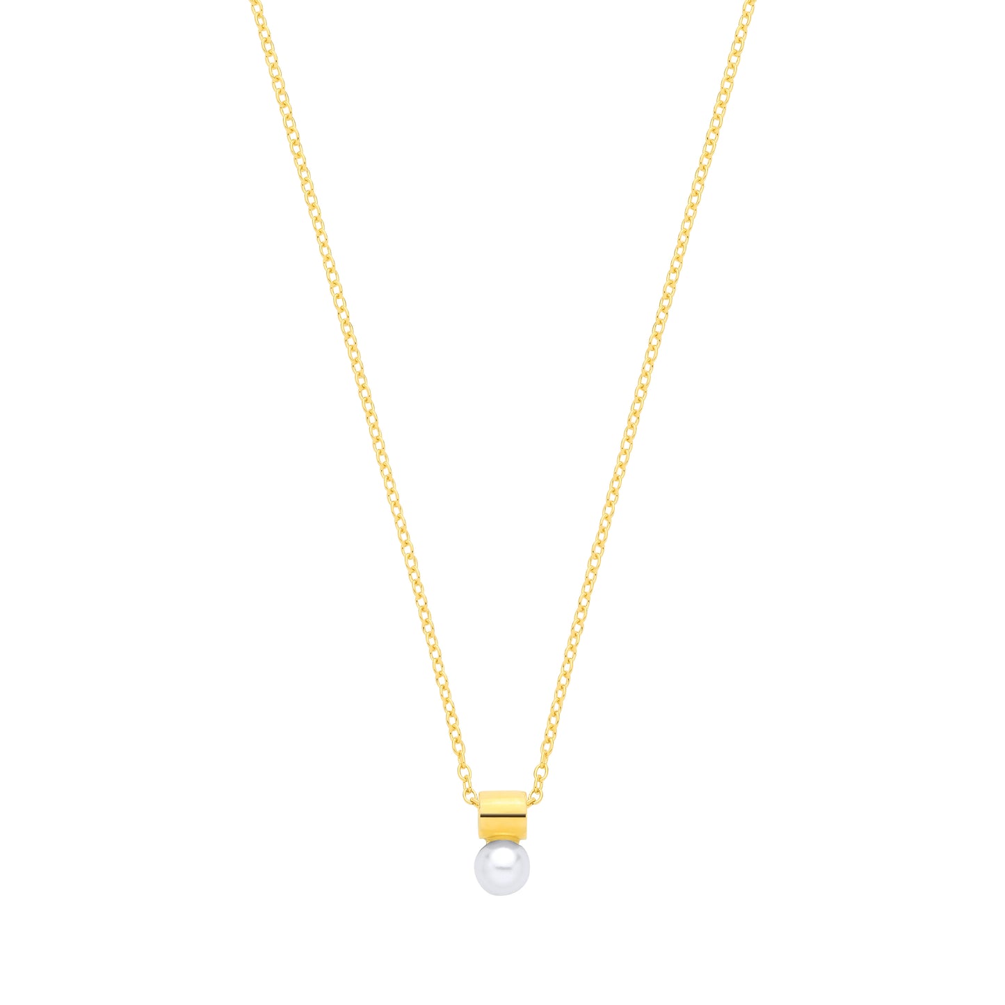 Gold-plated Silver  Pearl Barrell Full Moon Lightbulb Necklace - GVK572