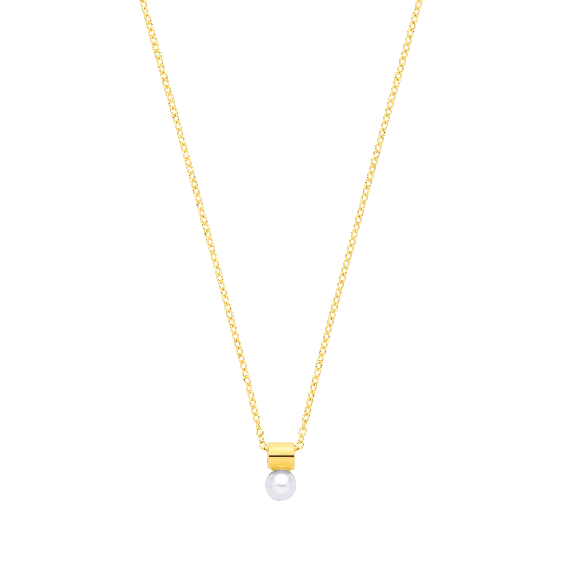 Gold-plated Silver  Pearl Barrell Full Moon Lightbulb Necklace - GVK572