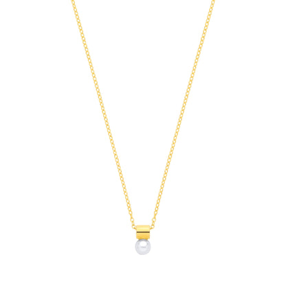 Gold-plated Silver  Pearl Barrell Full Moon Lightbulb Necklace - GVK572