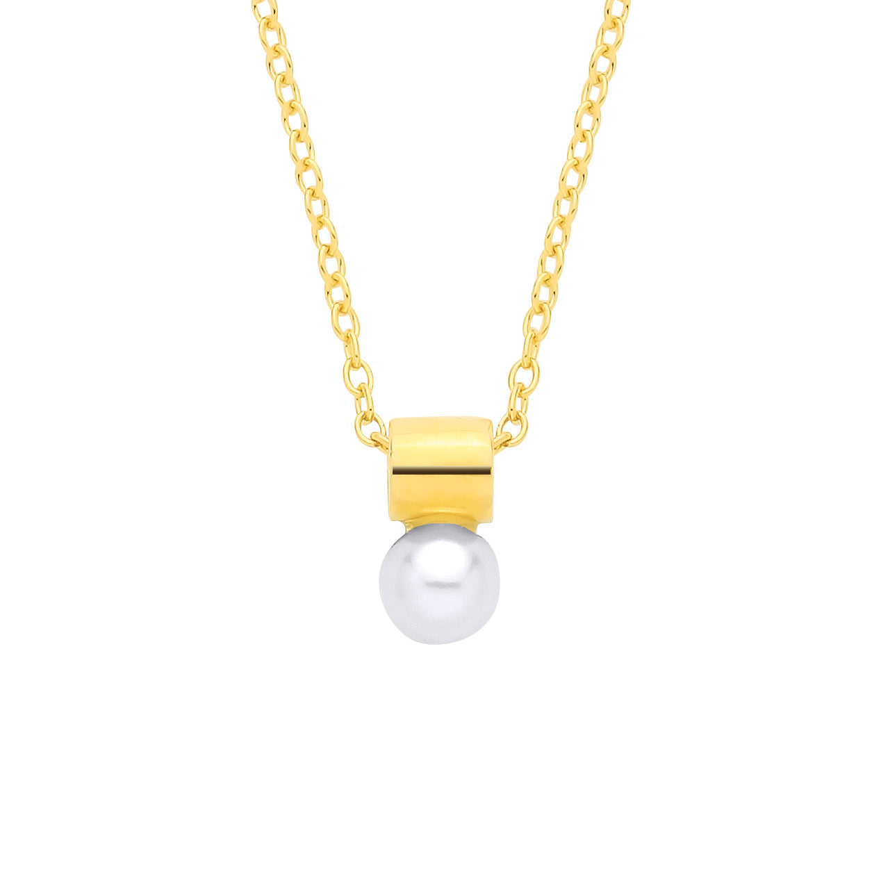 18K Gold Plated CZ & Fresh Water Pearl 4.5-5mm Fancy Necklace - 16" - GVK572