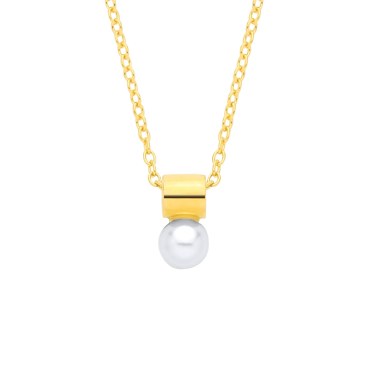 Gold-plated Silver  Pearl Barrell Full Moon Lightbulb Necklace - GVK572