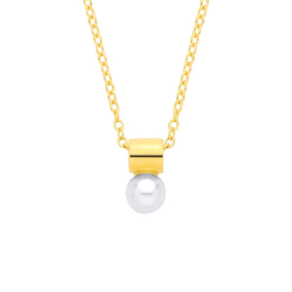 Gold-plated Silver  Pearl Barrell Full Moon Lightbulb Necklace - GVK572