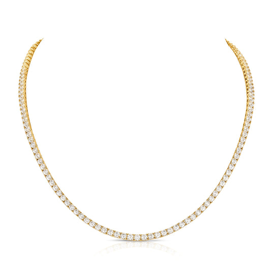 Gold-Plated Brass  Tennis Necklace - GVK587BRGP