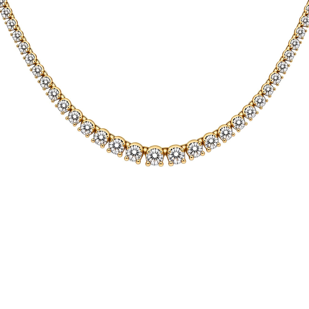 Gold-Plated Brass  Tennis Necklace - GVK588BRGP