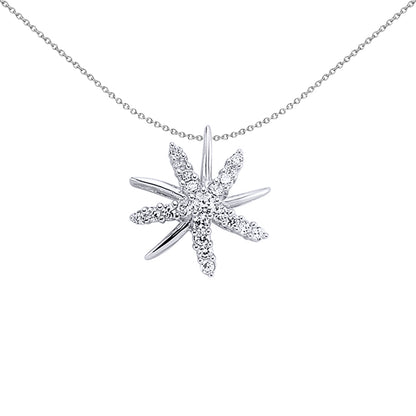 Silver  CZ Star Fish Charm Necklace 18 inch - GVP032