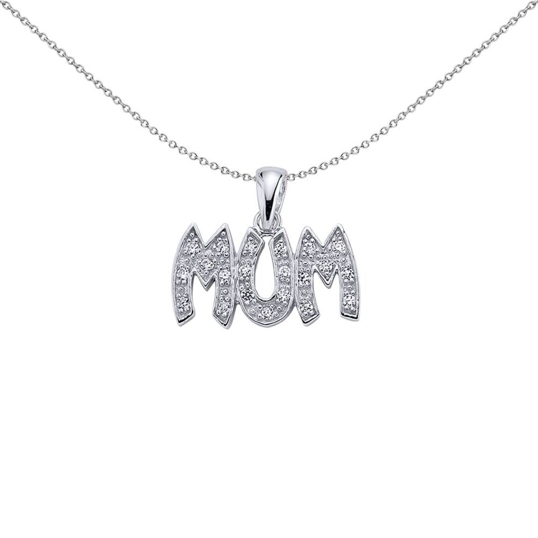 Silver  CZ Pave Mum Pendant Necklace - GVP057