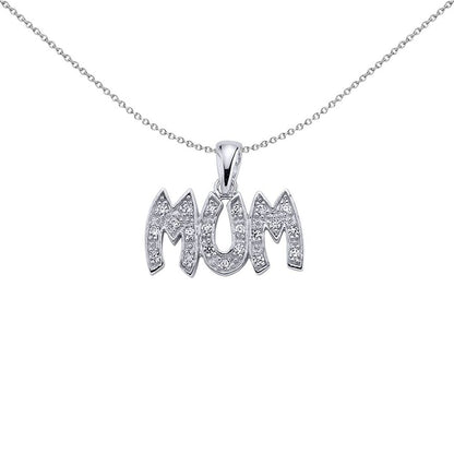 Silver  CZ Pave Mum Pendant Necklace - GVP057