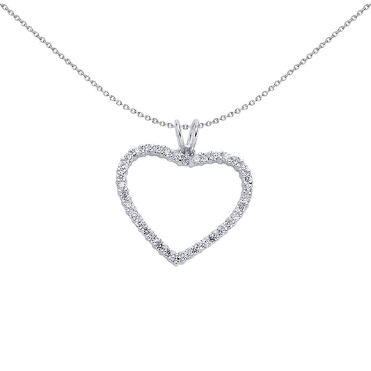 Silver  CZ Love Heart Pendant Necklace 18 inch - GVP084