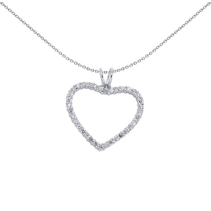Silver  CZ Love Heart Pendant Necklace 18 inch - GVP084