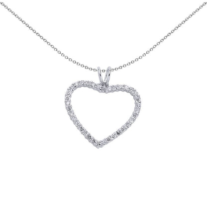 Sterling Silver  CZ Open Halo Love Heart Pendant Necklace - GVP084