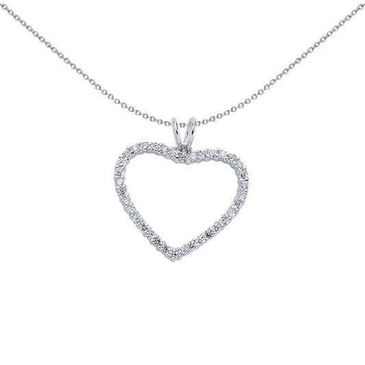 Sterling Silver  CZ Open Halo Love Heart Pendant Necklace - GVP084
