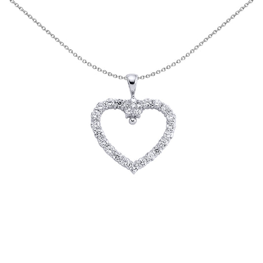 Silver  CZ Love Heart Pendant Necklace 18 inch - GVP088