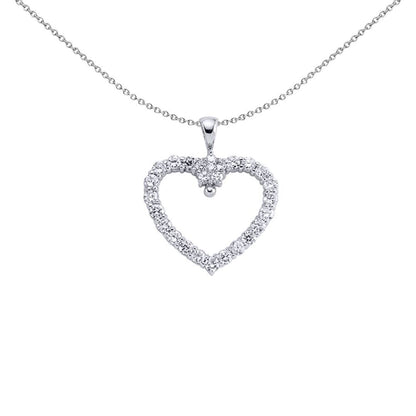 Silver  CZ Love Heart Pendant Necklace - GVP088