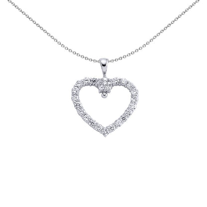 Silver  CZ Love Heart Pendant Necklace 18 inch - GVP088