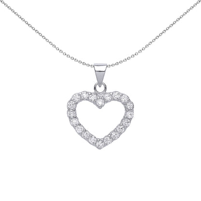 Silver  CZ Love Heart Pendant Necklace 18 inch - GVP111