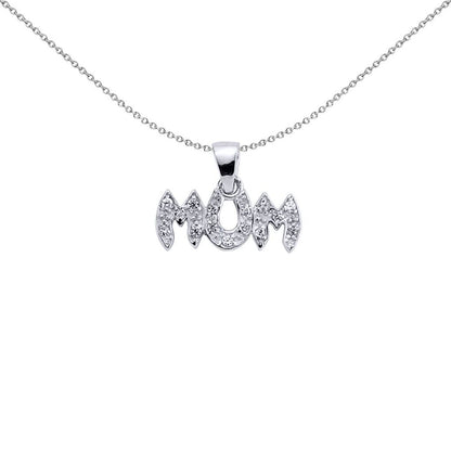 Sterling Silver  CZ Goth Old English Pave Mum Pendant Necklace - GVP131