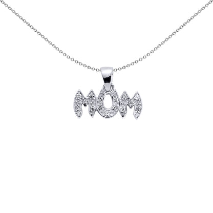 Silver  CZ Pave Mum Pendant Necklace 18 inch - GVP131