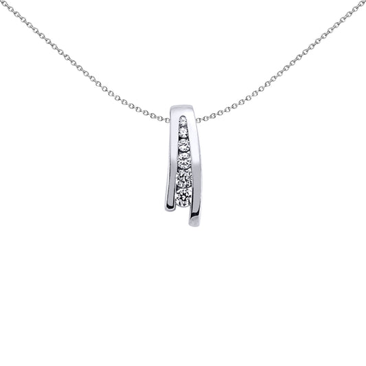 Silver  CZ Split Eternity Charm Necklace 18 inch - GVP134