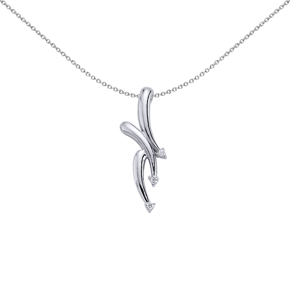 Silver  CZ 3 Arrows Charm Necklace 18 inch - GVP136