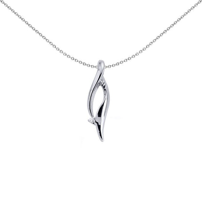 Sterling Silver  CZ Twisted Open Raindrop Twist Charm Necklace - GVP137