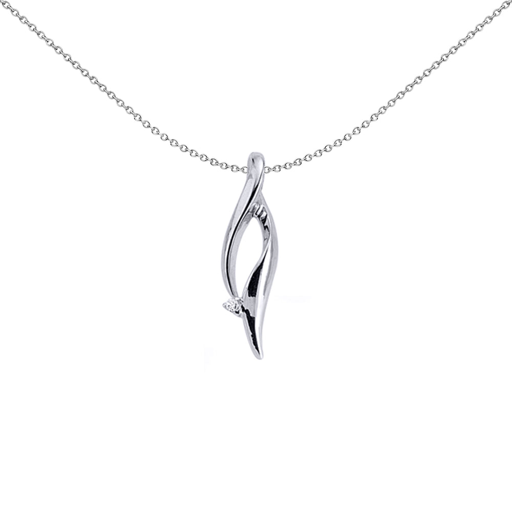 Silver  CZ Twist Charm Necklace 18 inch - GVP137