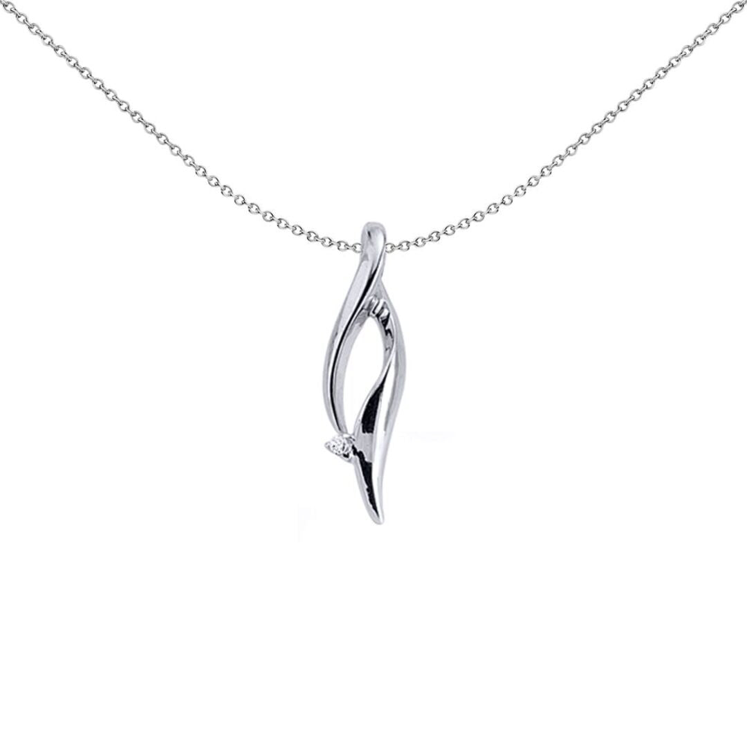 Sterling Silver  CZ Twisted Open Raindrop Twist Charm Necklace - GVP137