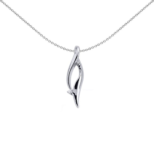Sterling Silver  CZ Twisted Open Raindrop Twist Charm Necklace - GVP137