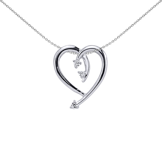 Silver  CZ Love Heart Pendant Necklace 18 inch - GVP138