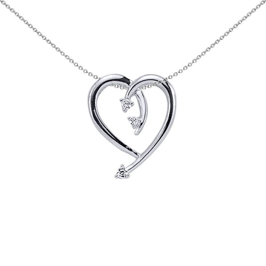 Sterling Silver  CZ Love Heart Shooting Stars Firework Pendant - GVP138