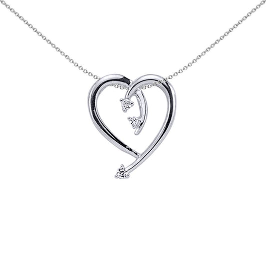Silver  CZ Love Heart Pendant Necklace 18 inch - GVP138