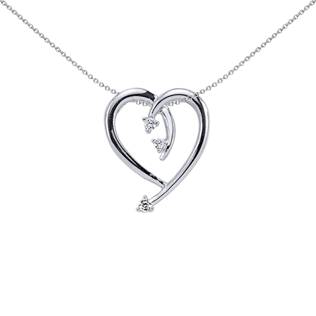 Sterling Silver  CZ Love Heart Shooting Stars Firework Pendant - GVP138