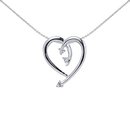 Sterling Silver  CZ Love Heart Shooting Stars Firework Pendant - GVP138