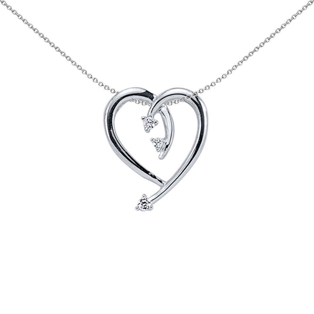 Silver  CZ Love Heart Pendant Necklace 18 inch - GVP138