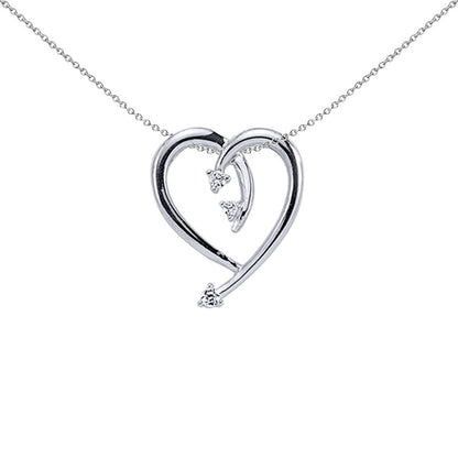 Silver  CZ Love Heart Pendant Necklace 18 inch - GVP138