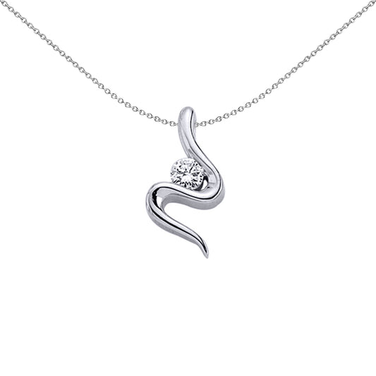 Silver  CZ Snake Twirl Charm Necklace 18 inch - GVP139