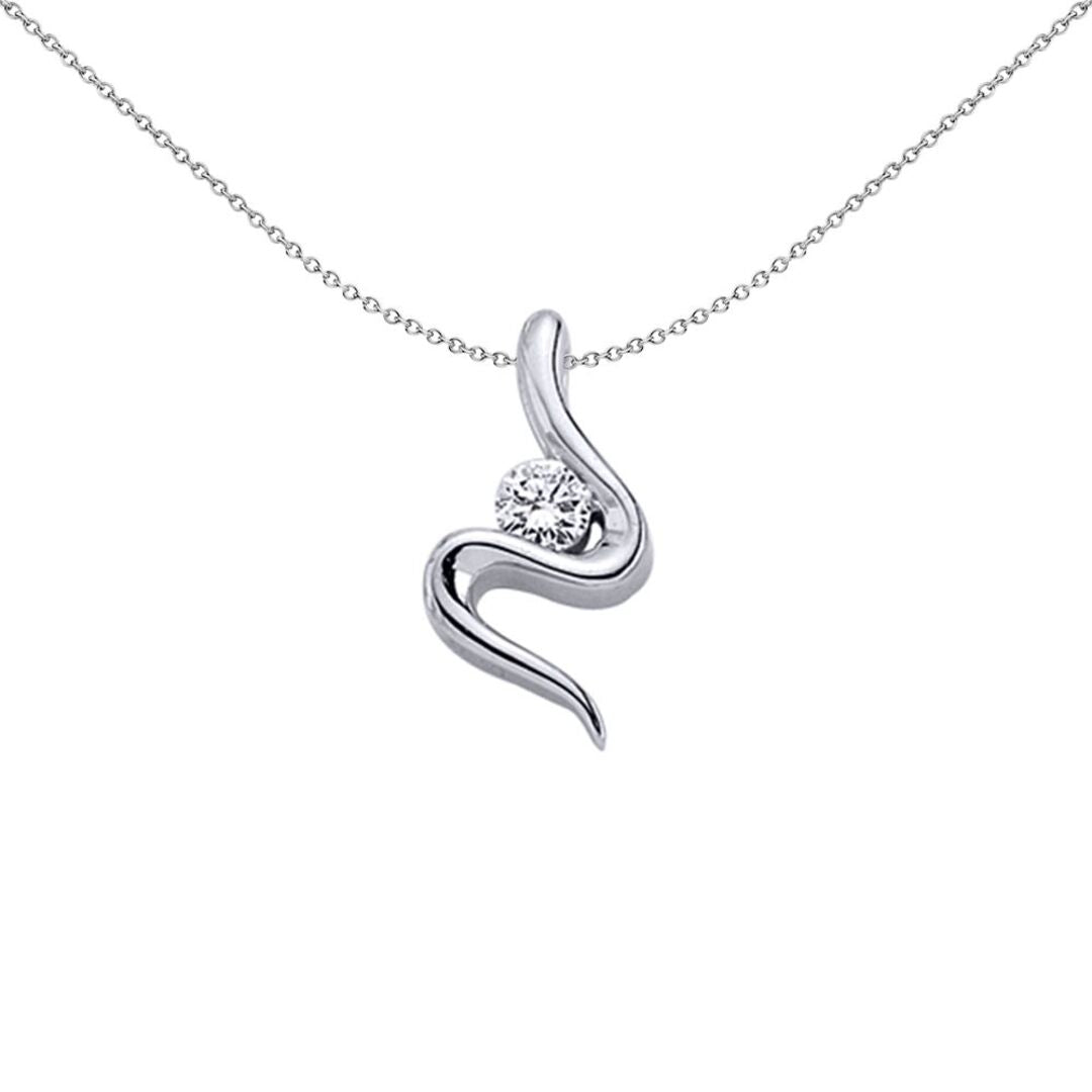 Sterling Silver  CZ Slithering Elegant Snake Twirl Charm Necklace - GVP139