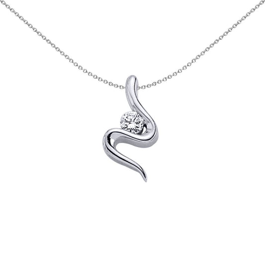Sterling Silver  CZ Slithering Elegant Snake Twirl Charm Necklace - GVP139