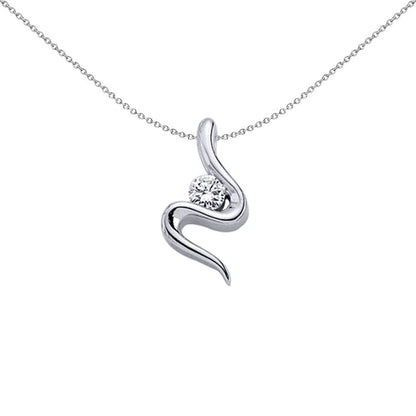 Sterling Silver  CZ Slithering Elegant Snake Twirl Charm Necklace - GVP139