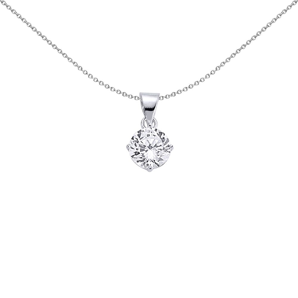 925 Sterling Silver  8mm 2 Carat CZ Solitaire Pendant - GVP140