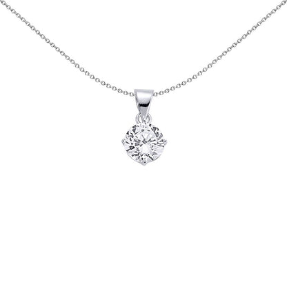 925 Sterling Silver  8mm 2 Carat CZ Solitaire Pendant - GVP140