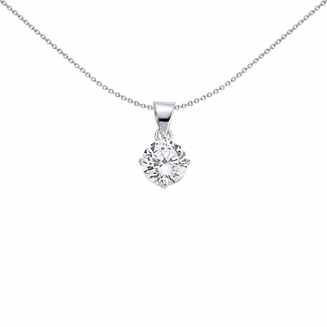 925 Sterling Silver  8mm 2 Carat CZ Solitaire Pendant - GVP140