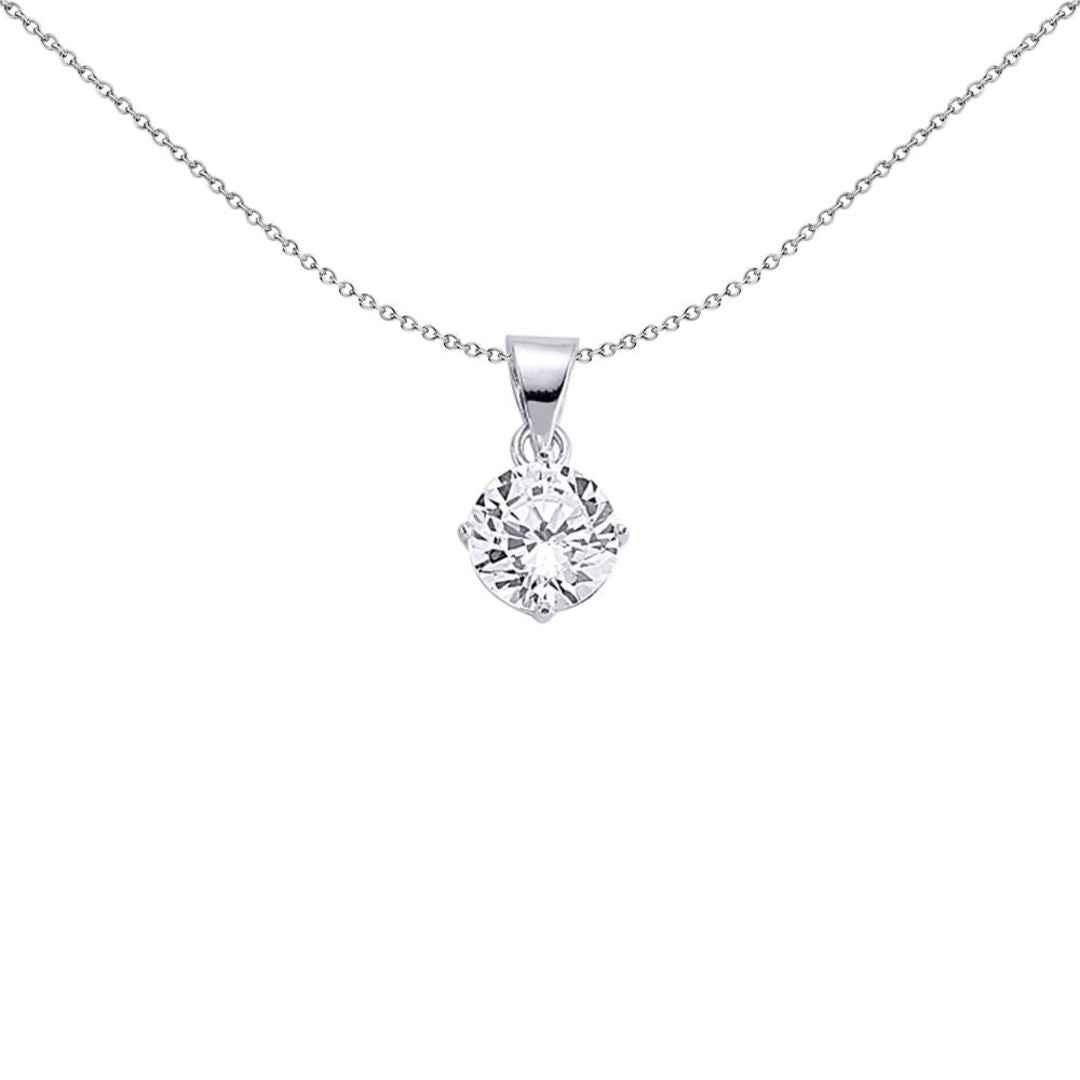 925 Sterling Silver  8mm 2 Carat CZ Solitaire Pendant - GVP140