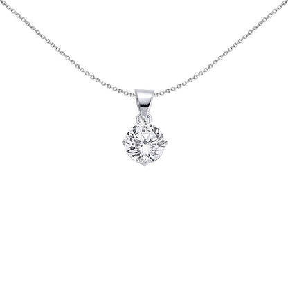 925 Sterling Silver  8mm 2 Carat CZ Solitaire Pendant - GVP140